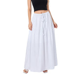 Dodobye Women Kawaii Loose A-Line Maxi Skirts y2k Clothes Solid Color Casual Summer Harajuku Grunge Elastic Drawstring Skirts Beachwear