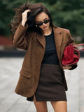 Black Friday Dodobye Retro Brown Lapel With Pocket Jacket Woman Fashion Buttons Long Sleeve Short Coat 2024 Female Autumn High Street Outwear