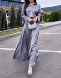 Dodobye Elegant Women's Sets Autumn Loose Solid Color Satin Long Sleeved Tops Straight Casual Long Skirt Sexy Urban Women's Skirt Sets