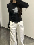 Dodobye Pullover Japanese Autumn Grunge Streetwear Star Girl Y2k Aesthetic Jumpers Vintage Harajuku Cut Out Loose Knitted Sweater