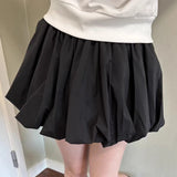 Dodobye Women Girls Bubble Mini Skirts 2000s Aesthetic Low Waist Pleated Puffy Short Skirts A-Line Rufle Flared Mini Balloon Skirts