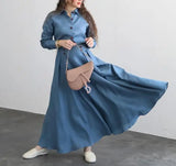 Dodobye French Vintage Elegant Women's Two Piece Autumn Fashion Loose Long Sleeve Shirt Top Loose High Waist Urban A-Line Long Skirt Set