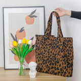 Dodobye Corduroy Leopard Print Bag Ladies Shoulder Casual Tote Shopping Bag Large Capacity Handbags Totes Women Ladies Hand Bags