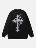 Dodobye new winter round neck jacquard knit sweater cross pattern warm dark punk retro high street long sleeve Y2K 90s punk tops clothes