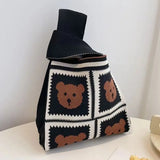 Dodobye Knot Wrist Bag Simple Weave Tote Bag Knitted Bag Handbag Shopping Bags Travel Japanese Bucket Student Shopping Handbags