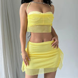 Dodobye Halter Mesh High Waist Crop Top Mini Skirt Women'S Sets Summer Party Club Beach Lady Beachwear Vacation Casual Clothing