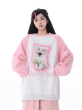 Black Friday Dodobye Kawaii Cat Print Sweatshirt Kitty Graphic Long Sleeve Tops Anime Oversized Hoodie Cutecore Autumn Winter Clothes Women