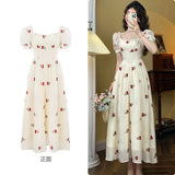 Dodobye Summer Women Fashion New Elegant Floral Dress Vintage Casual Chic A-Line Party Birthday Clothes Female Prom Vestidos Long Robe