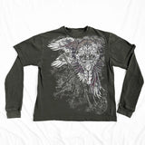 Dodobye Cyber Grunge Y2K 00s Vintage Baggy Tops E-girl Coss Wings Print T-shirt Skull Graphic Long Sleeve Tees Autumn Gothic Clothes