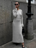 Black Friday Dodobye Fall Winter New Knitted Long Dress Female Casual Slinky High Waist Rib Sweater Bodycon Dresses Lady Holiday Party Outfits