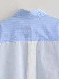 Dodobye Sky Blue Striped Crop Shirt and Boxer Shorts Set