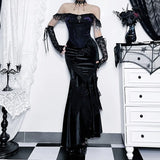 Women's Gothic Directional Design Halter 2024 New Dark Gothic Wrap Fishtail Skirt