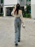 Dodobye Y2k Women Boyfriend Wide Jeans Harajuku Star Patchwork Oversize Pants Hippie Outfits 2024 Korean Style Clothes Mujer New