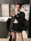 Black Friday Dodobye Kawaii Polka Dot Print Sweater Women Long Sleeve Cropped Knitted Cardigan Ballet Style Mori Girl Cutecore Winter Clothes