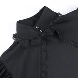 Women's Gothic Tops Short Blouse Women Featured Lace Wrap Design Dark Court Style High Neck Crop Top