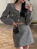 Dodobye-Spring Autumn New Skirt Set 2 Piece Sets Women Outfit Long Sleeve Short Coat A-Line Mini Skirts Korean Chic Elegant Fashion Suit