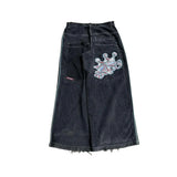 Dodobye Vintage Jeans Y2K New Harajuku Hip Hop Letter Embroidered Baggy Jeans Denim Pants Men Women Goth High Waist Wide Trousers