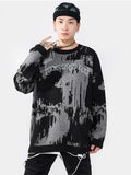 Dodobye Harajuku Y2k O Neck Knitted Sweater For Male Trendy Street Long Sleeve Oversize Pullover Jumper Autumn Casual Loose Knit Blouse