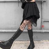 Women's Gothic Design Skirt Summer New Fever Supply Music Festival Halloween Irregular Design Spider Web Skirt