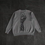 Dodobye 2024 Autumn/Winter Couple's New Knitted Sweater Street Fashion Hip Hop Warm Hoodie Gothic Hand Drawn Pattern Y2K Clothing