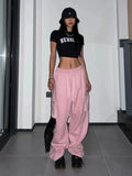 Dodobye- Y2K Pink Cargo Pants Women Kpop Style Streetwear Wide Leg Sweatpants Oversized Korean Fashion Hip Hop Jogger Trousers