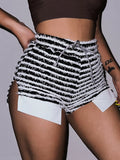 Women's Shorts Sense Fashion Spice Casual Peplum Pants Women Muscle Stripe Drawstring High Waisted Super Shorts