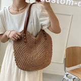 Dodobye Straw Bags for Women Straw Shoulder Bags Rattan Woven Top Handle Bag Hollow Raffia Crochet Beach Bag Casual Handbags 2024