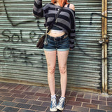 Dodobye 2000s Retro Dark Academia Sweater Gothic Striped Knitted Pullovers Y2K Vintage Harajuku Grunge Jumpers Autumn Clothes