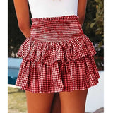 Dodobye Kawaii Plaid Print Ruffles Pleated Short Skirts For Women's Retro y2k Aesthetic High Waist Mini Skirts Female Vacation Clothes