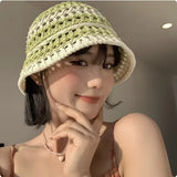 Dodobye Hollow Straw Weave Bucket Hats For Women Spring Summer Travel Sunshade Hat Fishermen Cap For Lady Panama Outdoor Basin Cap Gorro