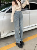 Dodobye Y2k Women Boyfriend Wide Jeans Harajuku Star Patchwork Oversize Pants Hippie Outfits 2024 Korean Style Clothes Mujer New