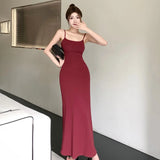 Dodobye Summer Women  Sexy Sleeveless Maxi Dress Spaghetti Strap Backless Slim RobeParty Clubwear