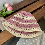 Dodobye Hollow Straw Weave Bucket Hats For Women Spring Summer Travel Sunshade Hat Fishermen Cap For Lady Panama Outdoor Basin Cap Gorro