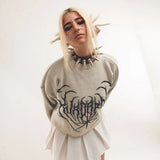 Dodobye Y2k Clothes Gothic Sweater Knitted Women Men Vintage Print Winter Unisex Hip Hop Streetwear Loose Punk Warm Pullover Streetwear 