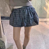 Dodobye Women Girls Bubble Mini Skirts 2000s Aesthetic Low Waist Pleated Puffy Short Skirts A-Line Rufle Flared Mini Balloon Skirts