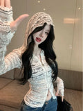 Dodobye Sweet Lace Embroidery Hoodie T-shirt for Women Y2k Long Sleeve Sun Protection Coat 2024 Early Autumn New Slim Fit Tops Mujer