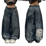 Dodobye 2024 American New Fashion Baggy Jeans Y2K Harajuku Oversized Print Casual Retro High-waisted Jeans Men And Women Wide Trousers