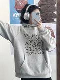 Black Friday Dodobye Star Print Hooded Women Long Sleeve Oversized Streetwear Hip Hop Grey Sweatshirt Loose Casual Autumn Winter Clothes Chic