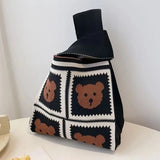 Dodobye Knot Wrist Bag Simple Weave Tote Bag Knitted Bag Handbag Shopping Bags Travel Japanese Bucket Student Shopping Handbags