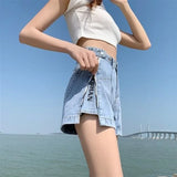 Dodobye 2024 American New Summer Loose Denim Shorts Y2K High Street Fashion Trend Slim Ultra-high Waist Wide Leg A Jeans Zipper Shorts