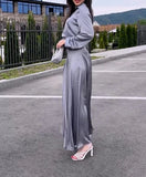 Dodobye Elegant Women's Sets Autumn Loose Solid Color Satin Long Sleeved Tops Straight Casual Long Skirt Sexy Urban Women's Skirt Sets