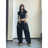 Dodobye-MEXZT Y2K Joggers Sweatpants Women Streetwear Oversize Print Jogging Wide Leg Pants Hip Hop Baggy Casual Black Sports Trousers