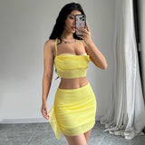 Dodobye Halter Mesh High Waist Crop Top Mini Skirt Women'S Sets Summer Party Club Beach Lady Beachwear Vacation Casual Clothing