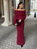 Dodobye Autumn Burgundy Long Sleeved Sweater Sets For Women High Waisted Slim Fit Skirt Two-piece Set Chic Lady Street Office Outfits