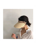 Dodobye Straw Hairpin Cap Female Face Covering K-style Tide Air Top Hat Hollow Sunbonnet Sun Protection UV-Proof Straw Hat