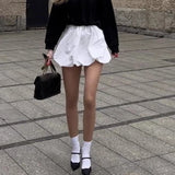 Dodobye Women Girls Bubble Mini Skirts 2000s Aesthetic Low Waist Pleated Puffy Short Skirts A-Line Rufle Flared Mini Balloon Skirts