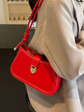 Dodobye New Red Single Shoulder Bag for Women Classic Flap Design Small Underarm Bags Lady Daily Out Casual Handbag Purses