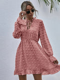 Dodobye New Fashion Simple Dot Chiffon Dress For Women With Bow  Long Sleeve Summer Party Dresses V Neck Knee Length Dress 20515