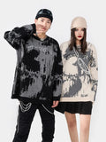 Dodobye Harajuku Y2k O Neck Knitted Sweater For Male Trendy Street Long Sleeve Oversize Pullover Jumper Autumn Casual Loose Knit Blouse