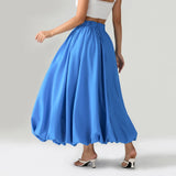 Dodobye Women Bubble Long Skirts Y2k Flowy Swing A Line Maxi Skirts Cute Ruffle Pleated Midi Skirts Summer Balloon Skirts Streetwear